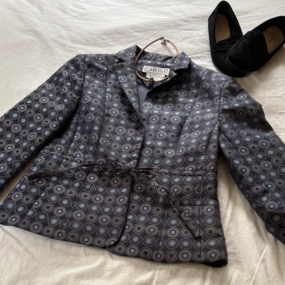 Carlisle Navy, Silver/Gray and Blue Circular Design Blazer